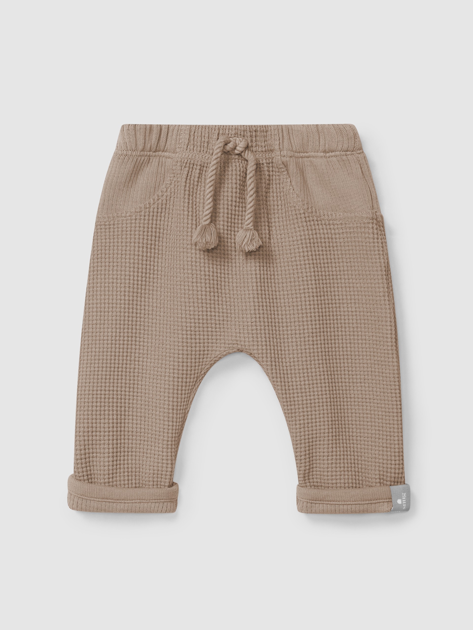 Waffle weave pull-up pants