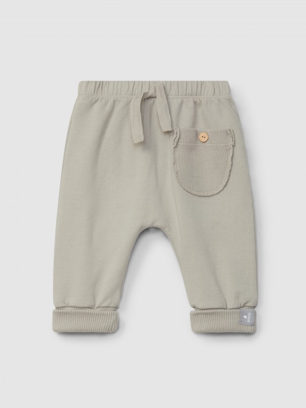 Pull-up plush pants with pocket Pull-up plush pants with pocket