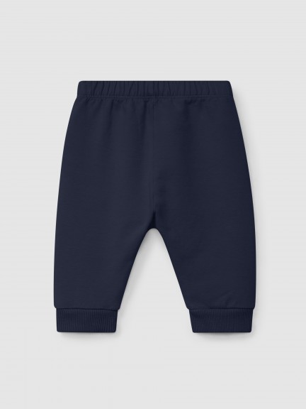 Calças pull-up em felpa com folho bordado Calças pull-up em felpa com folho bordado