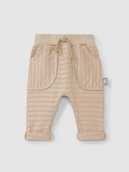 soft brushed jersey striped pull-up pants