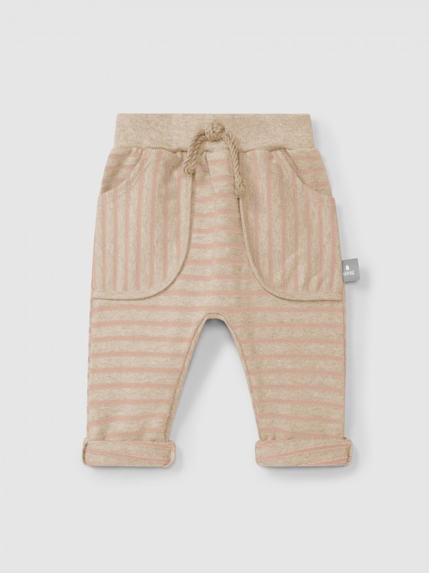 soft brushed jersey striped pull-up pants soft brushed jersey striped pull-up pants