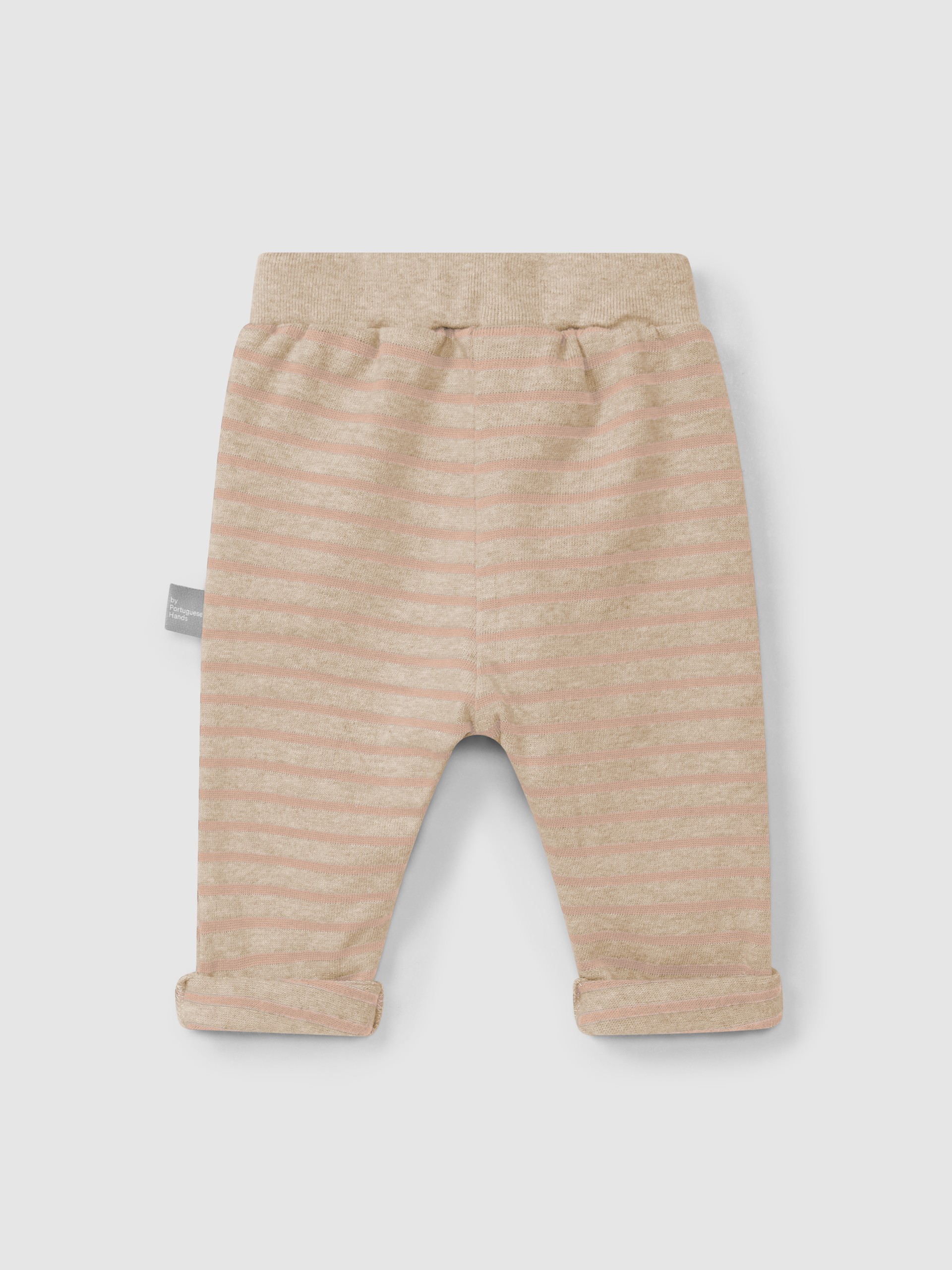 soft brushed jersey striped pull-up pants