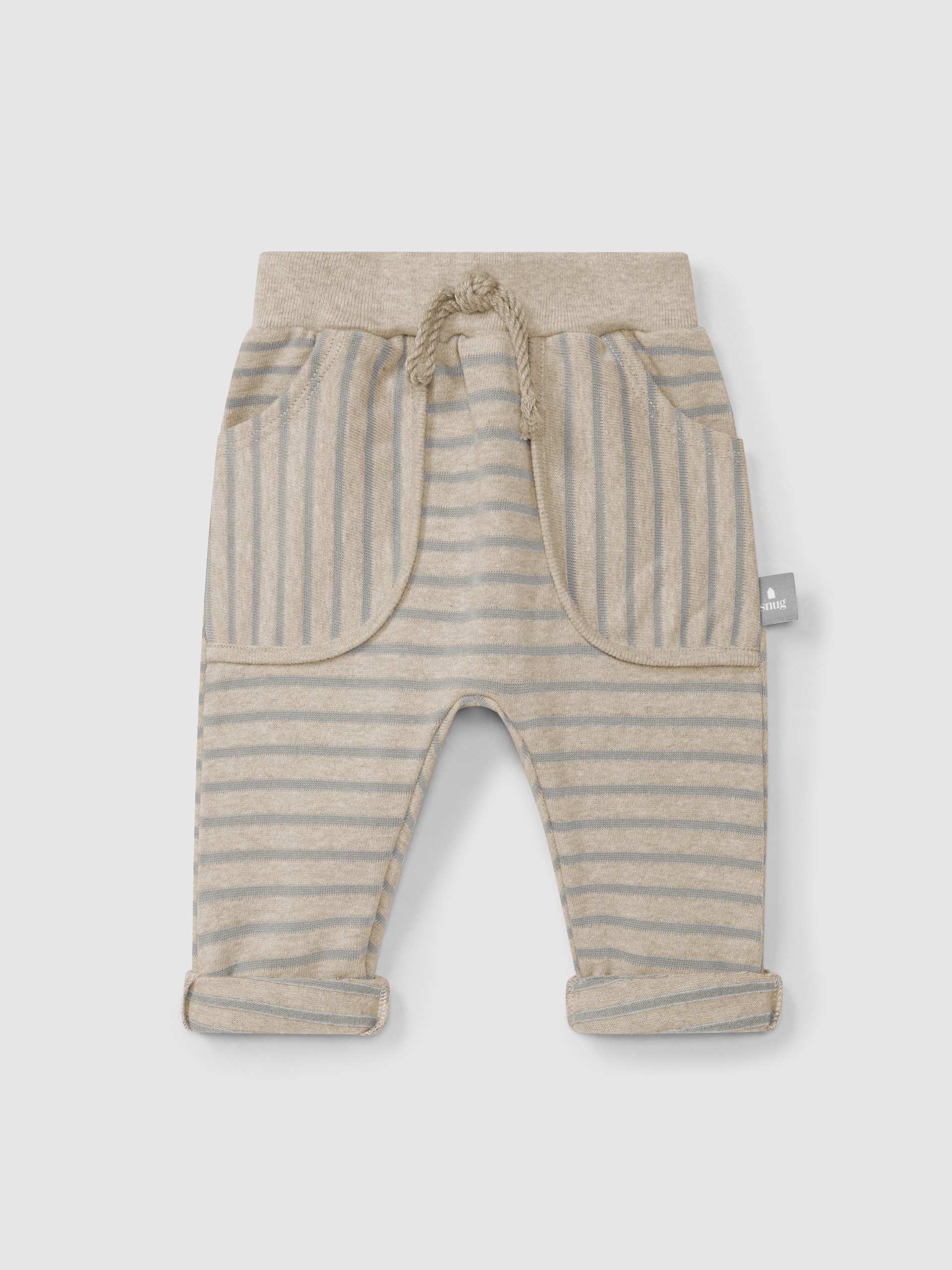 soft brushed jersey striped pull-up pants