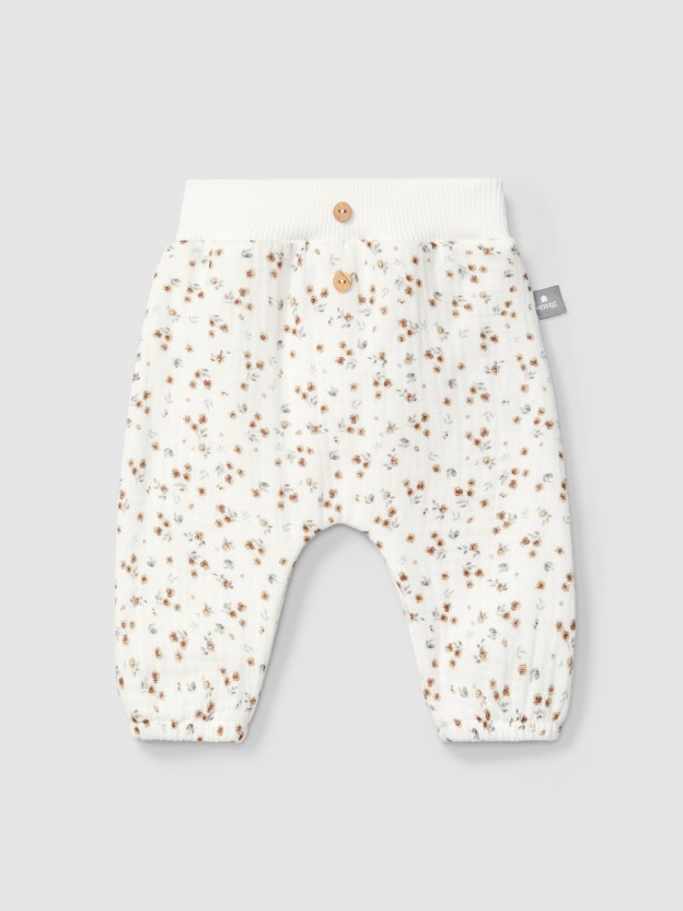 Pull-up pants in printed muslin Pull-up pants in printed muslin