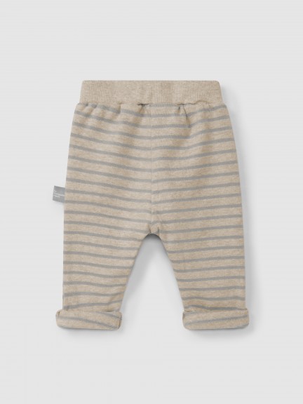 Pantalón pull-up a rayas de punto cardado Pantalón pull-up a rayas de punto cardado