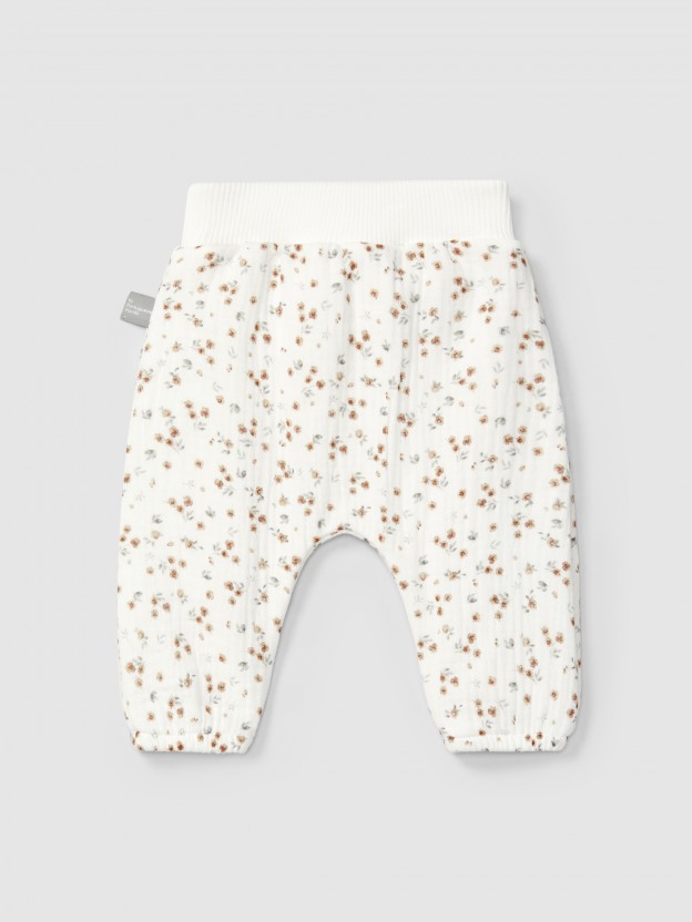 Pull-up pants in printed muslin Pull-up pants in printed muslin