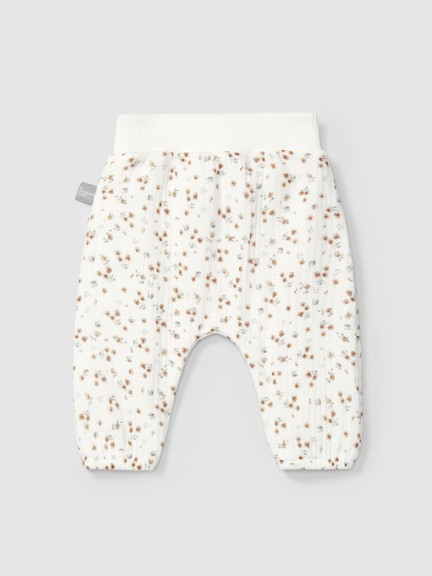 Calças pull-up em musseline estampada Calças pull-up em musseline estampada