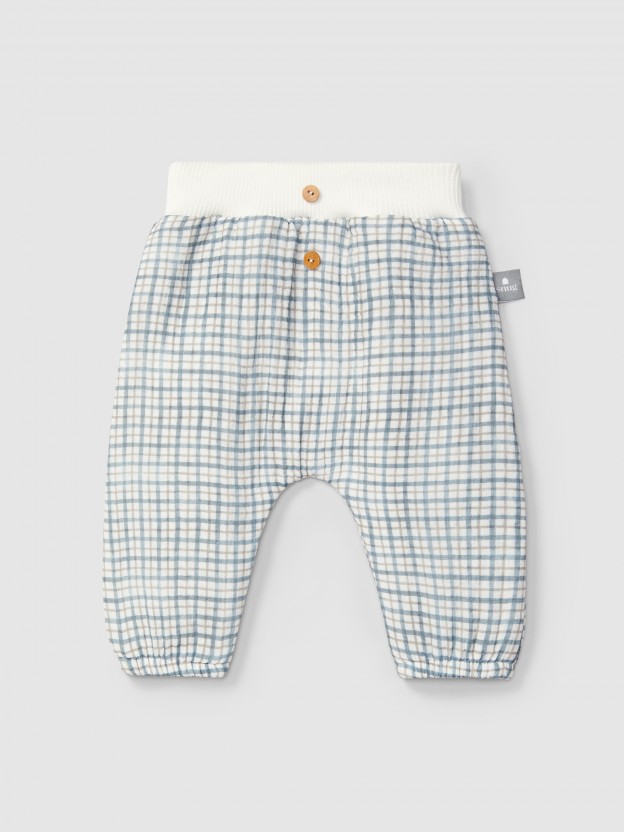 Pull-up pants in printed muslin Pull-up pants in printed muslin