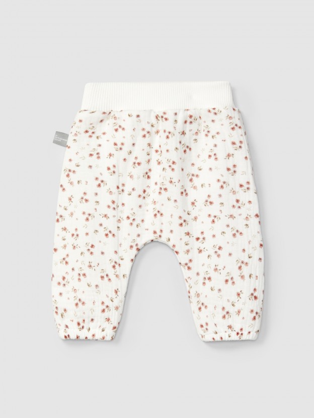 Pull-up pants in printed muslin Pull-up pants in printed muslin