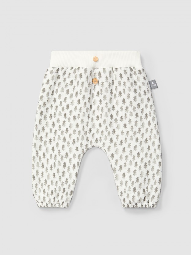 Pull-up pants in printed muslin Pull-up pants in printed muslin