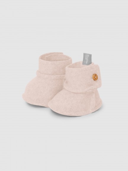 Organic cotton fleece booties with button