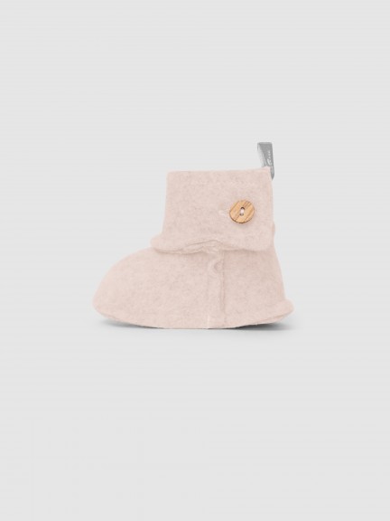 Organic cotton fleece booties with button Organic cotton fleece booties with button
