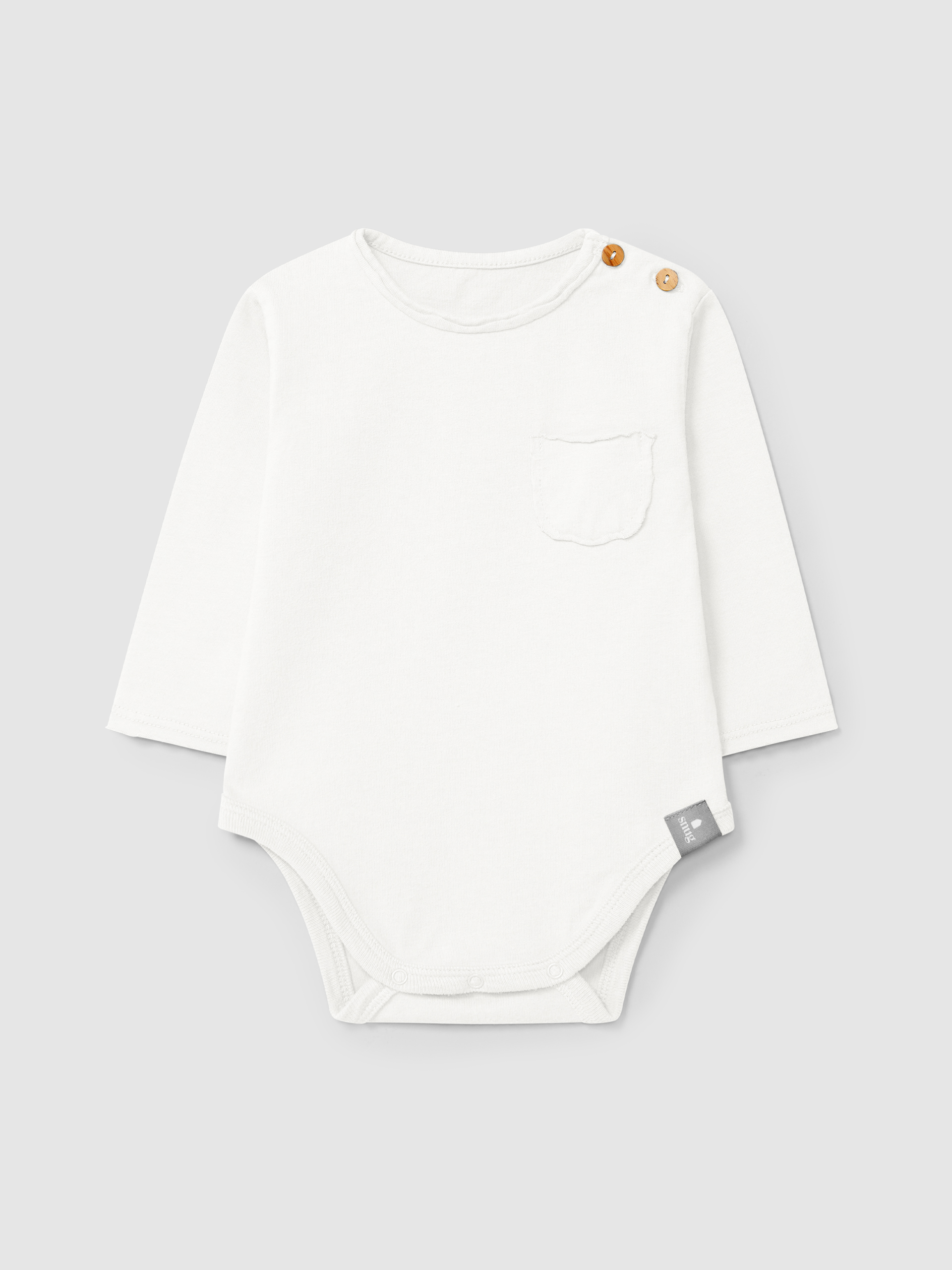 Collarless bodysuit in organic cotton with pocket