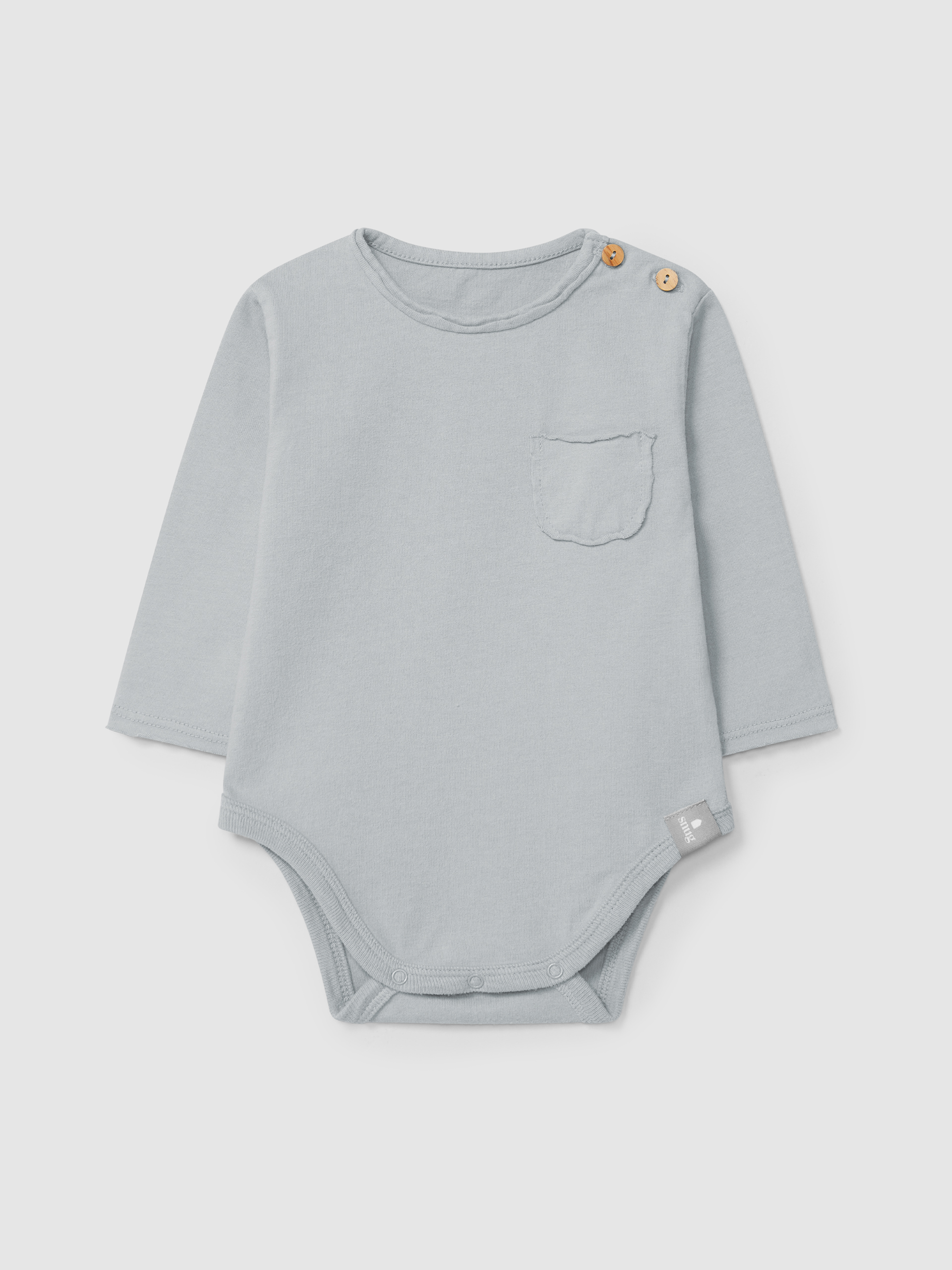 Collarless bodysuit in organic cotton with pocket