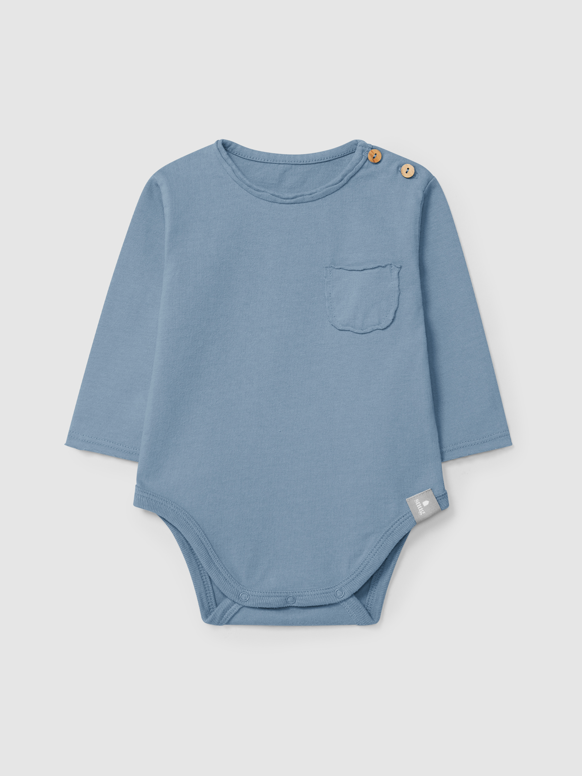 Collarless bodysuit in organic cotton with pocket