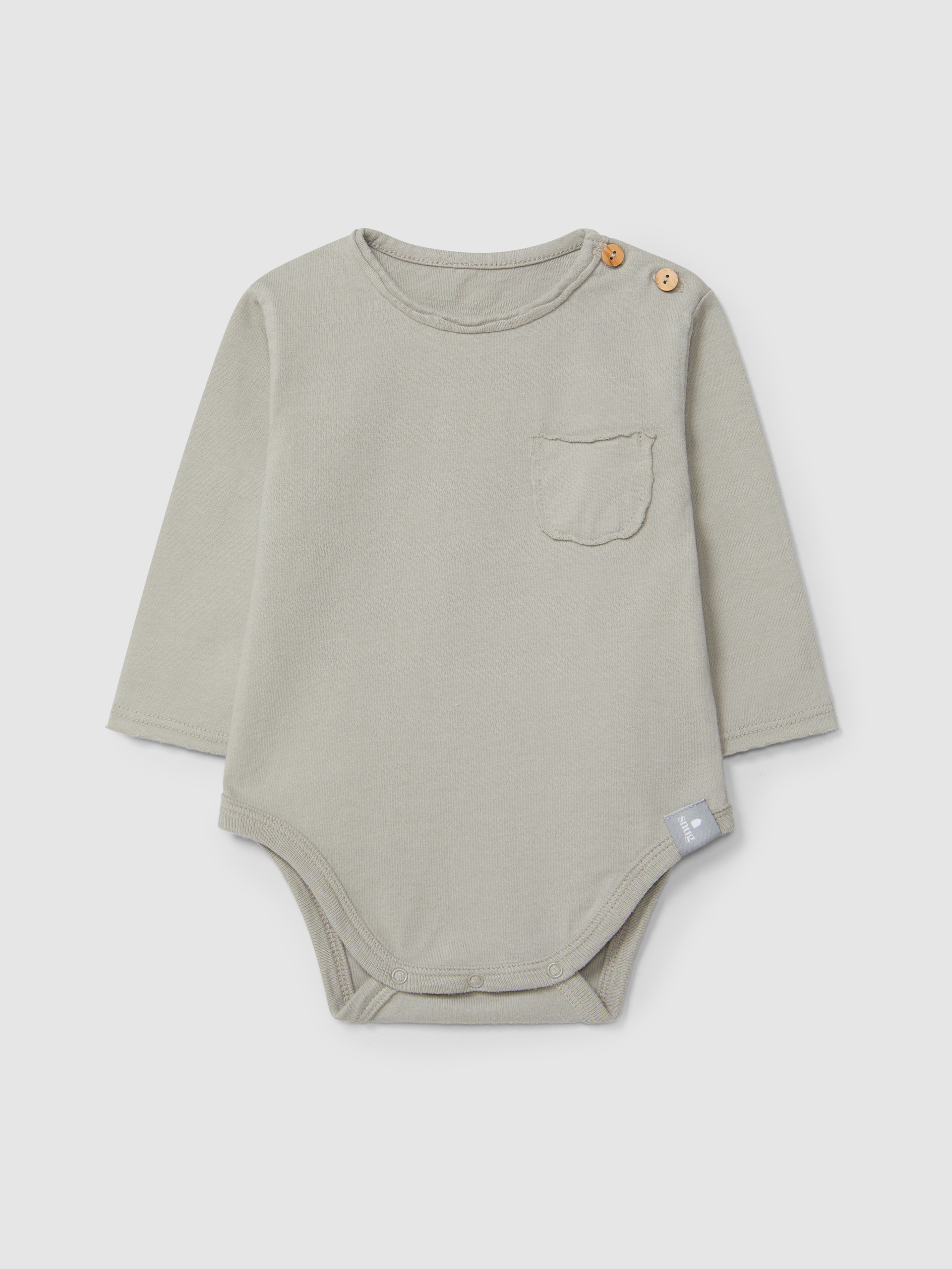 Collarless bodysuit in organic cotton with pocket