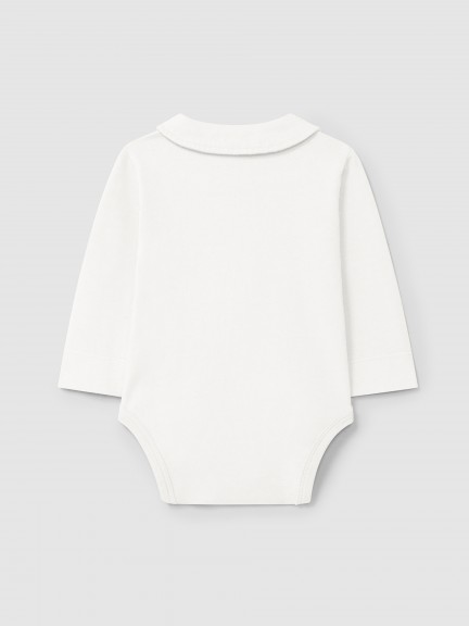 Body liso com gola peter-pan em algodão orgânico Body liso com gola peter-pan em algodão orgânico