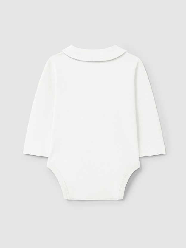 Plain bodysuit in organic cotton with Peter Pan collar Plain bodysuit in organic cotton with Peter Pan collar