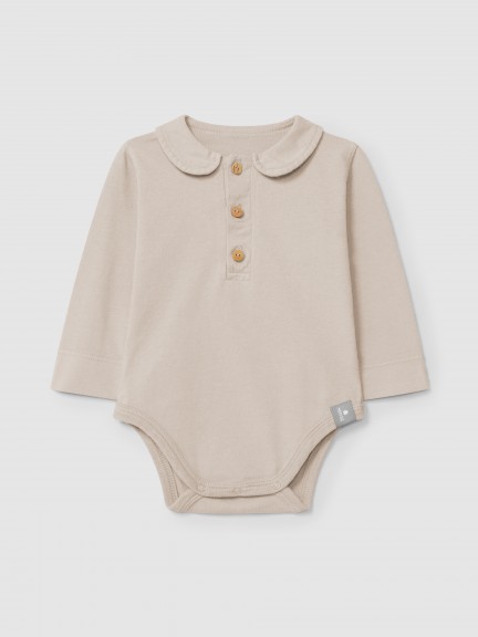 Body liso con cuello peter-pan de algodn orgnico