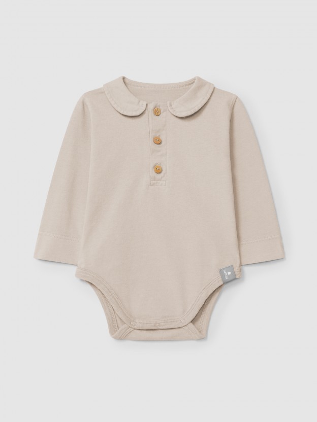 Body liso con cuello peter-pan de algodn orgnico