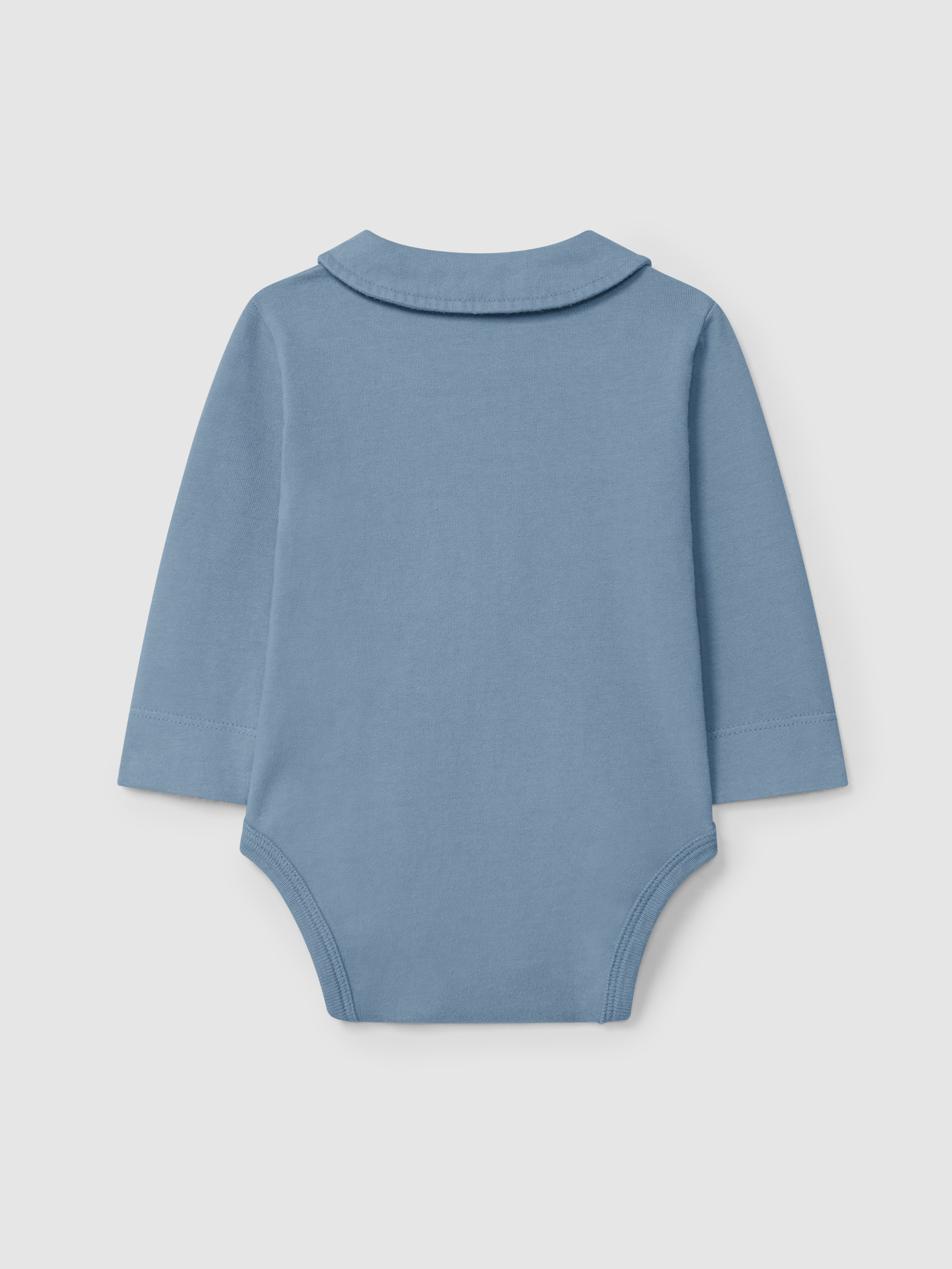 Plain bodysuit in organic cotton with Peter Pan collar