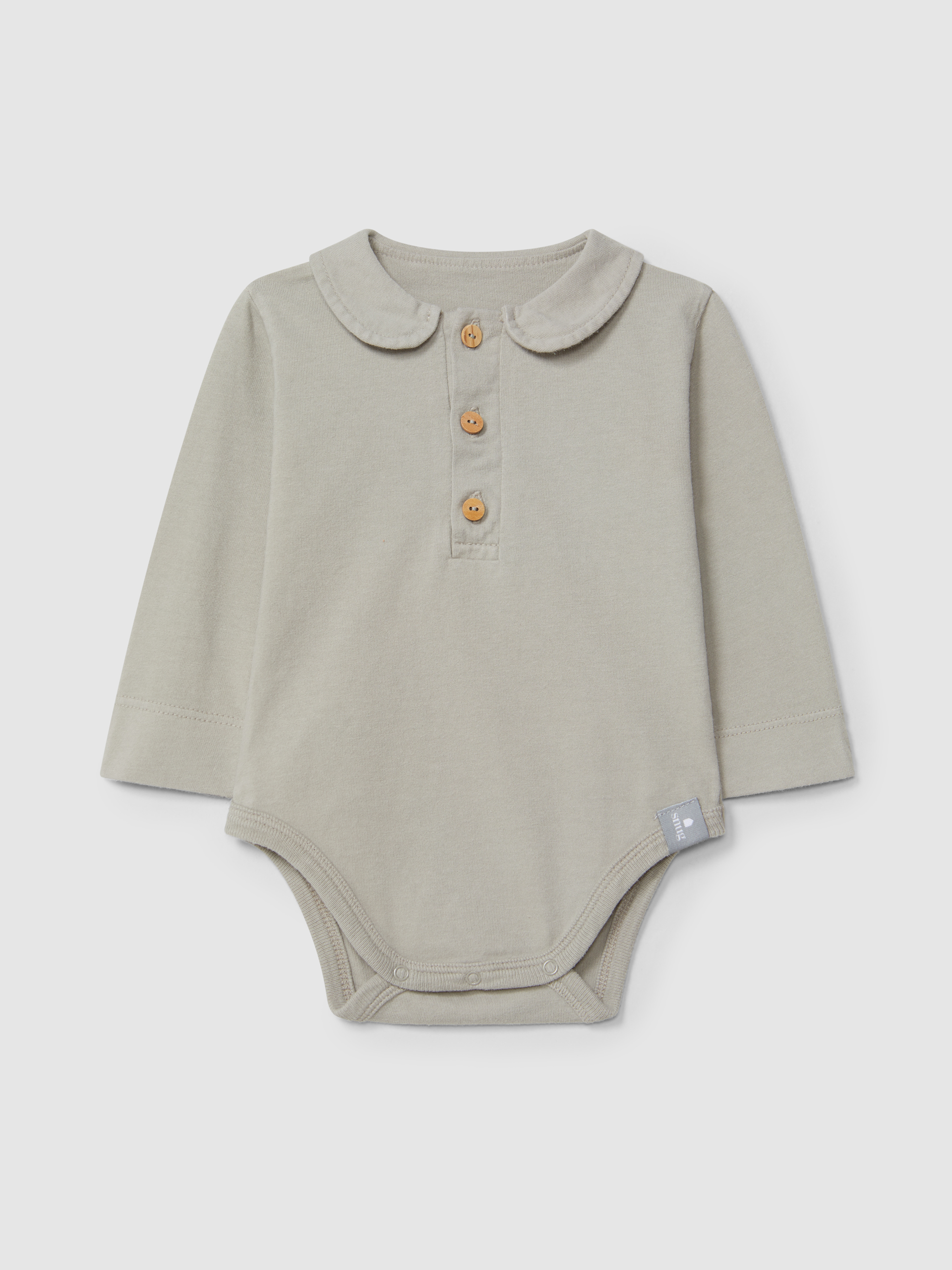 Plain bodysuit in organic cotton with Peter Pan collar