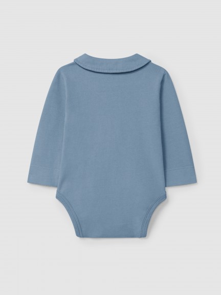 Body liso com gola peter-pan em algodão orgânico Body liso com gola peter-pan em algodão orgânico