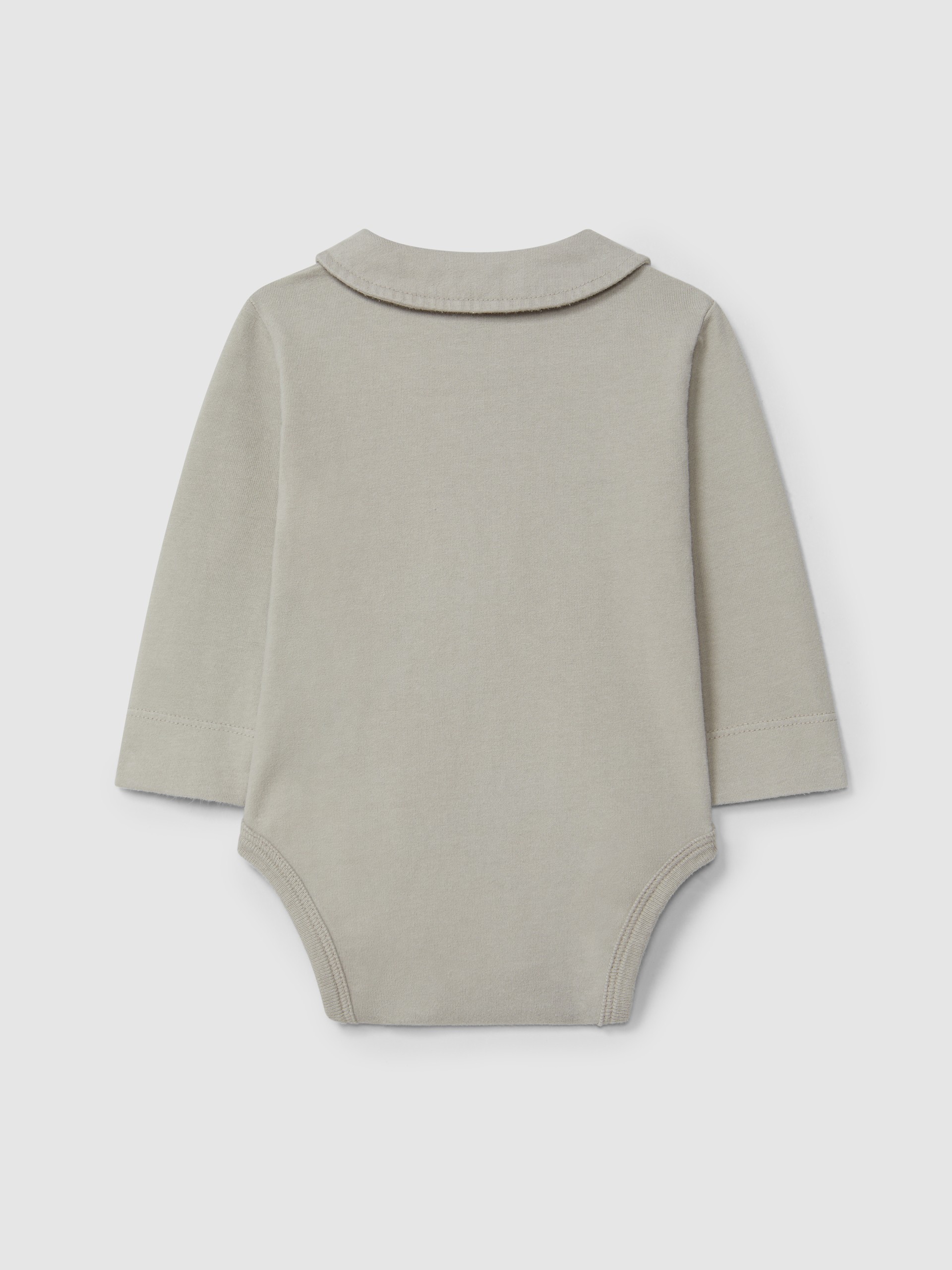 Plain bodysuit in organic cotton with Peter Pan collar