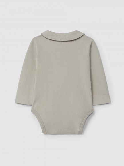 Plain bodysuit in organic cotton with Peter Pan collar Plain bodysuit in organic cotton with Peter Pan collar