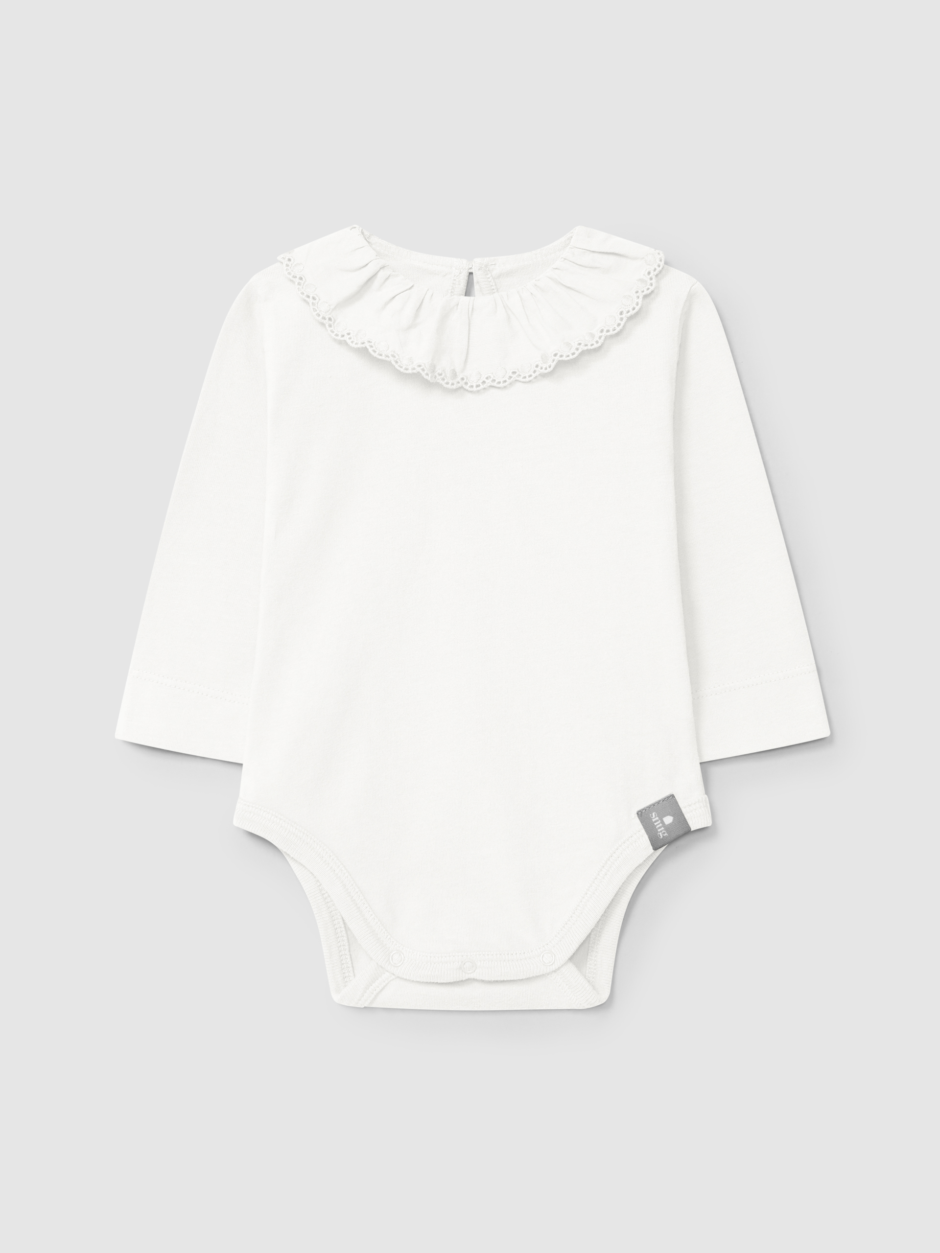 Body com gola de folho bordado em algodão orgânico
