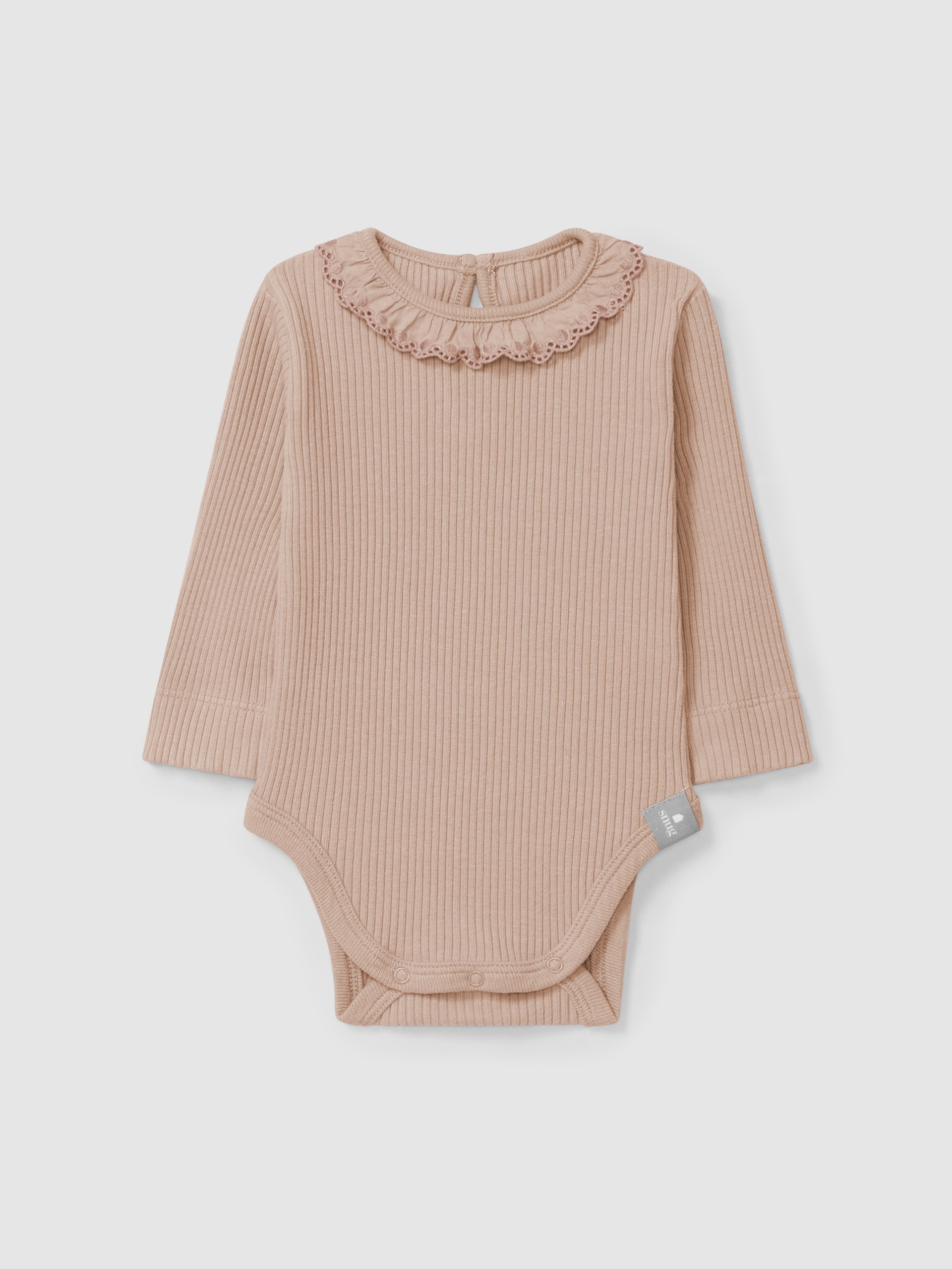 Bodysuit ribbed jersey with ruffled collar