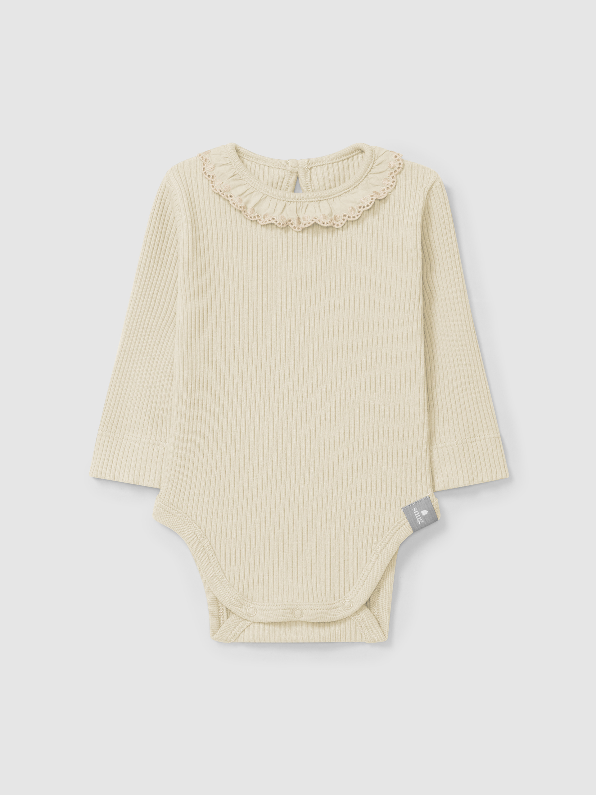 Bodysuit ribbed jersey with ruffled collar
