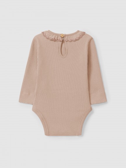 Bodysuit ribbed jersey with ruffled collar Bodysuit ribbed jersey with ruffled collar