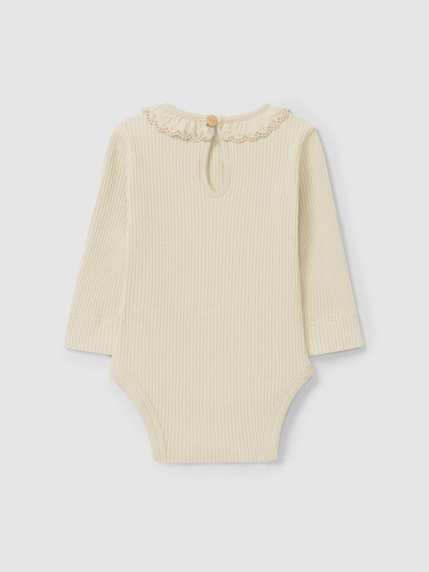 Bodysuit ribbed jersey with ruffled collar Bodysuit ribbed jersey with ruffled collar