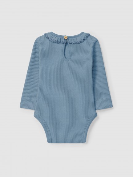 Bodysuit ribbed jersey with ruffled collar Bodysuit ribbed jersey with ruffled collar