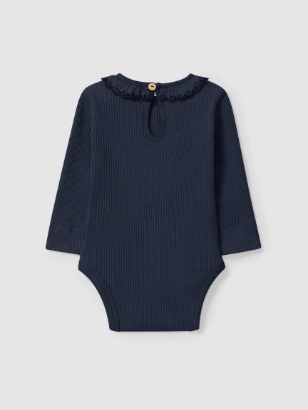 Bodysuit ribbed jersey with ruffled collar Bodysuit ribbed jersey with ruffled collar