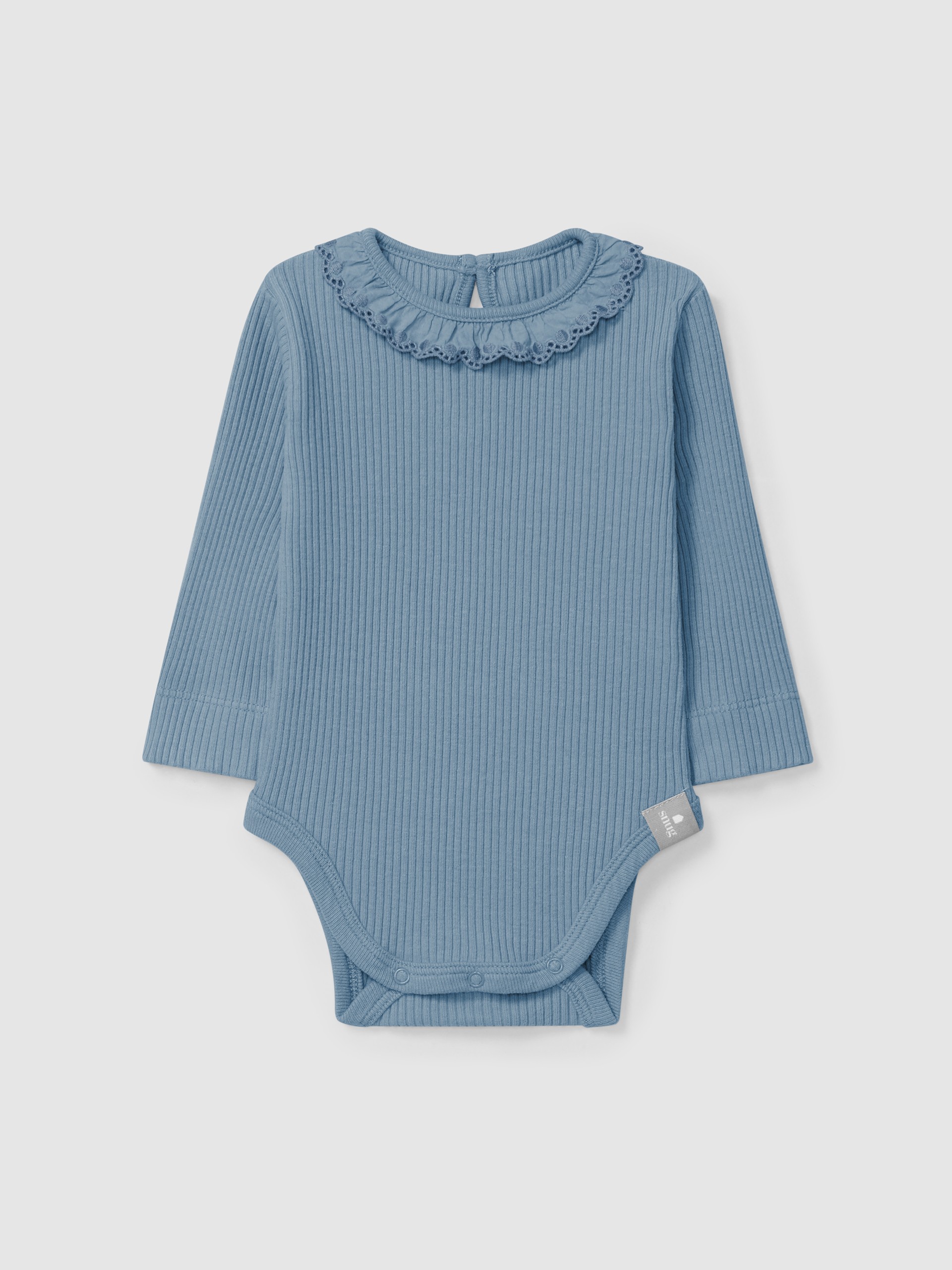 Bodysuit ribbed jersey with ruffled collar