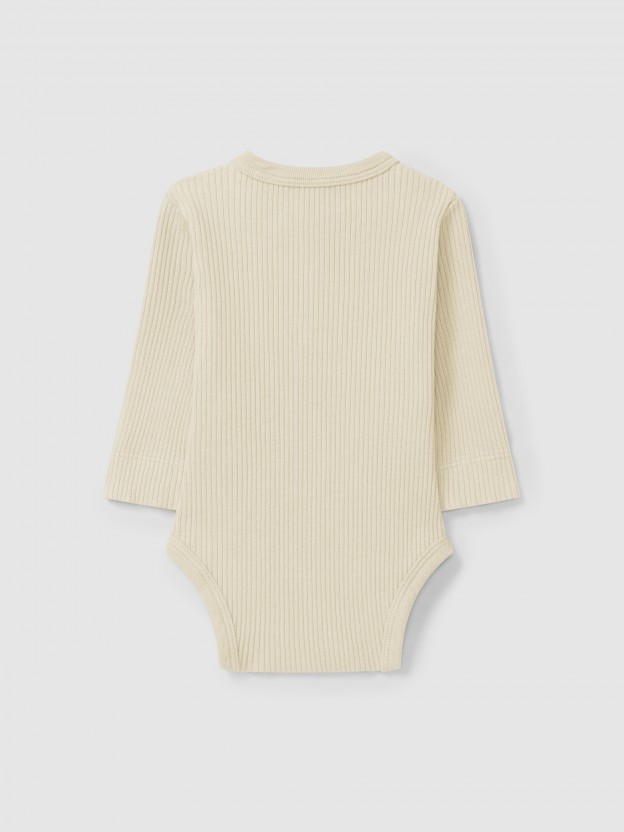 Ribbed jersey collarless bodysuit Ribbed jersey collarless bodysuit