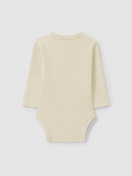 Body sem gola em malha canelada Body sem gola em malha canelada