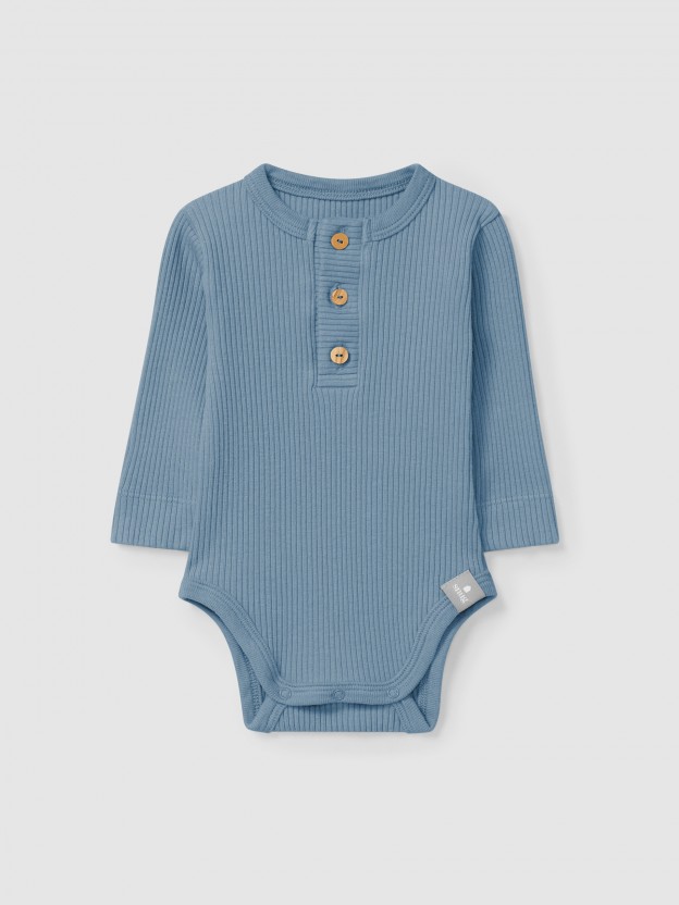 Body sin cuello en punto acanalado Body sin cuello en punto acanalado