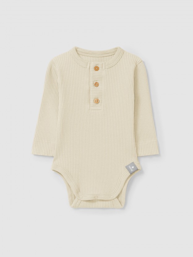 Ribbed jersey collarless bodysuit Ribbed jersey collarless bodysuit