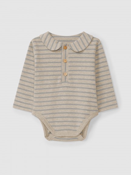 Body de riscas em jersey cardado