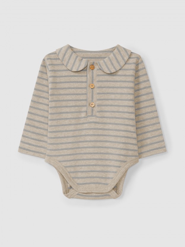 Body de riscas em jersey cardado