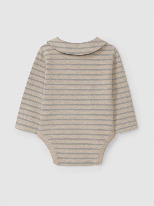 Body de riscas em jersey cardado