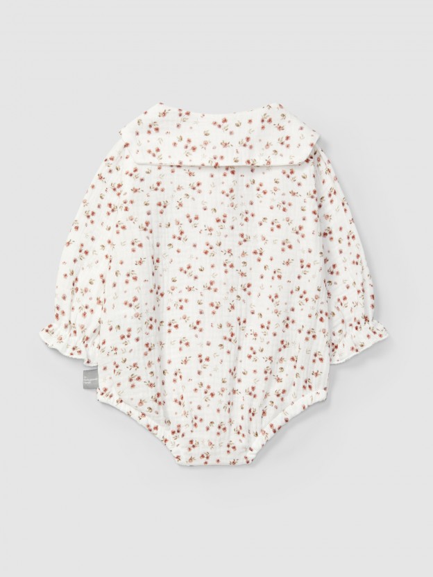 Bodysuit in floral printed muslin Bodysuit in floral printed muslin