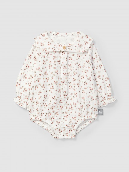 Bodysuit in floral printed muslin
