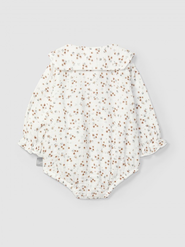 Bodysuit in floral printed muslin Bodysuit in floral printed muslin
