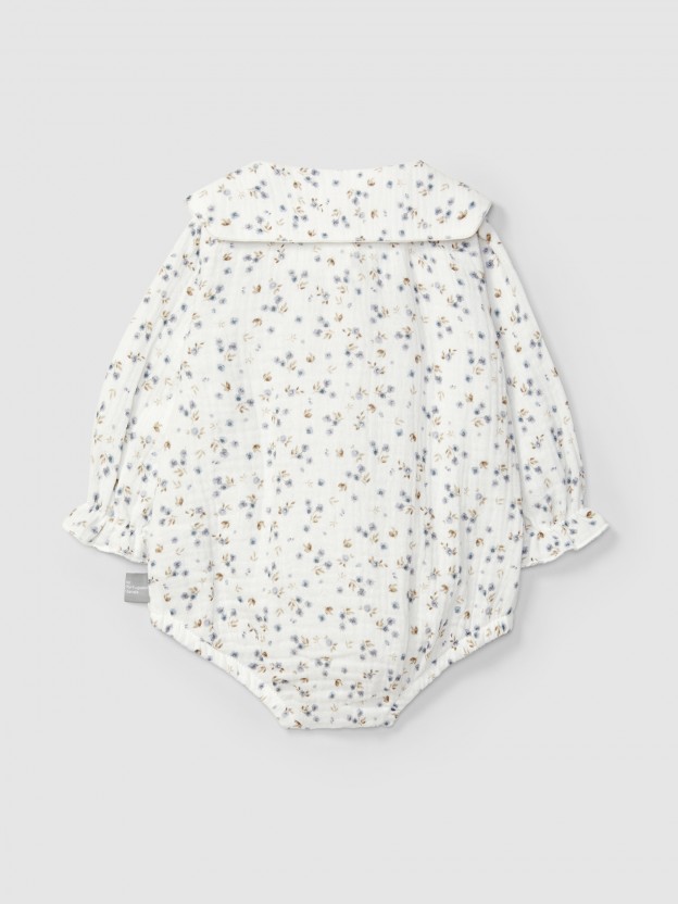 Bodysuit in floral printed muslin Bodysuit in floral printed muslin