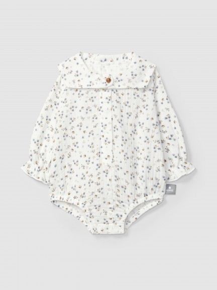Bodysuit in floral printed muslin