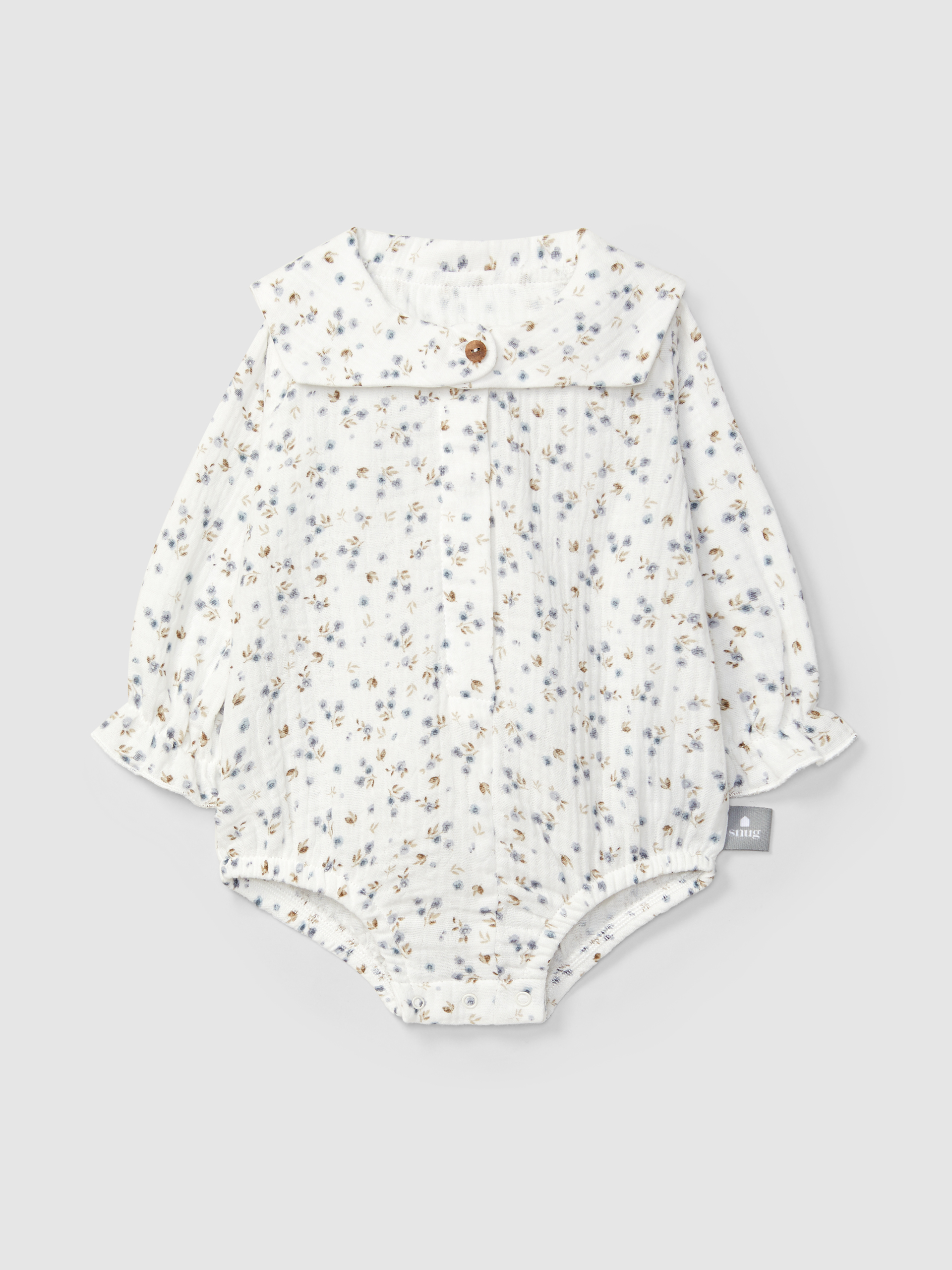 Bodysuit in floral printed muslin